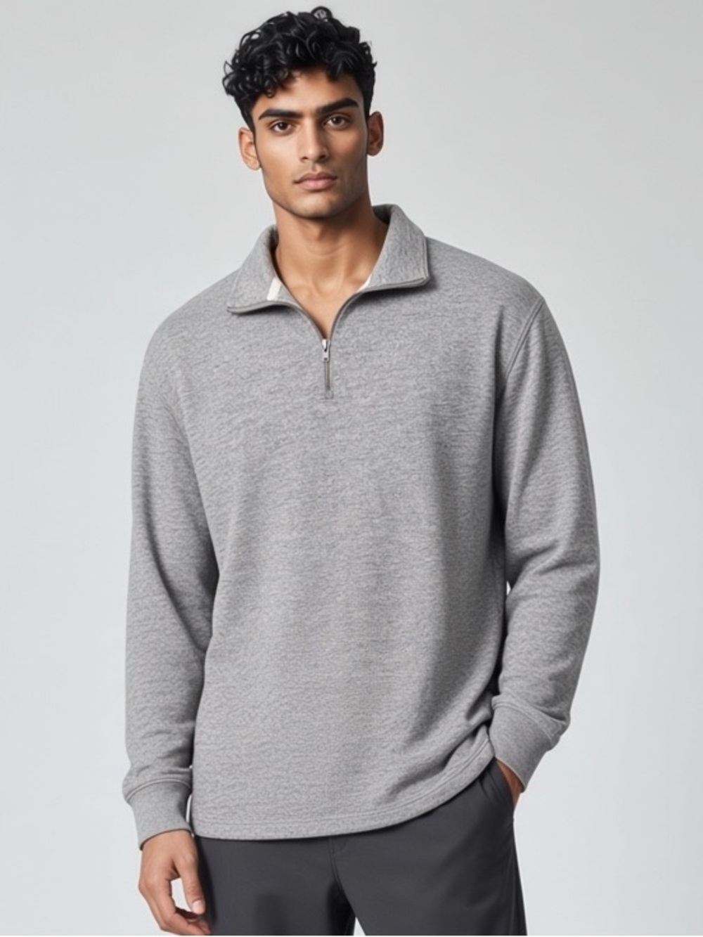 J.Crew Re-Imagined Gray Cotton Quarter Zip Pullover M